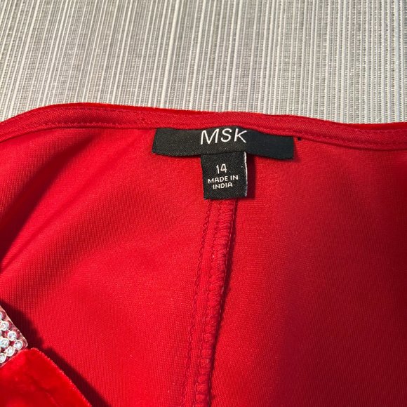 MSK Red Cold Shoulder Velvet Dress, 14 - Picture 11 of 12